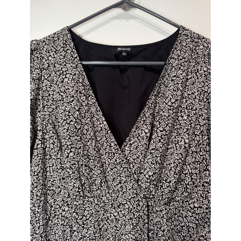 Madewell Women‎ Floral Print V Neck Short Sleeve Midi Dress Size 14 - Picture 5 of 11